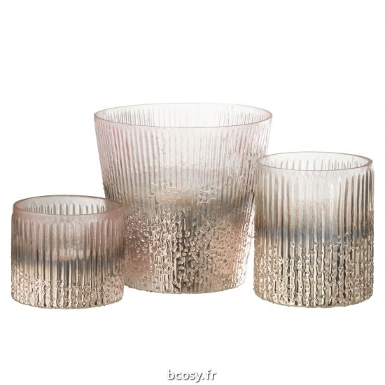 Jolipa Photophore Cotele Verre Rose Large.