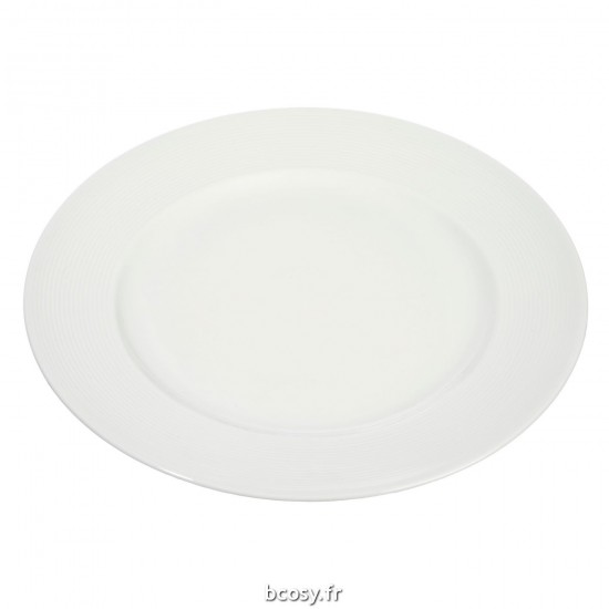 J-Line J Line assiettes Jolipa Assiete Raye Porc Blanc 28X28X3Cm.