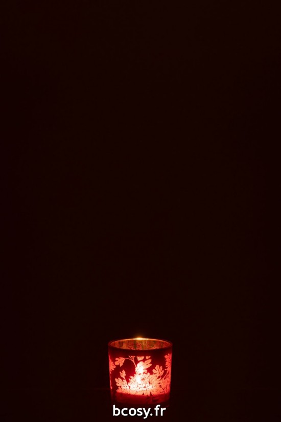 J-Line J Line photophores Jolipa Photophore Fleurs Verre Rouge Small.