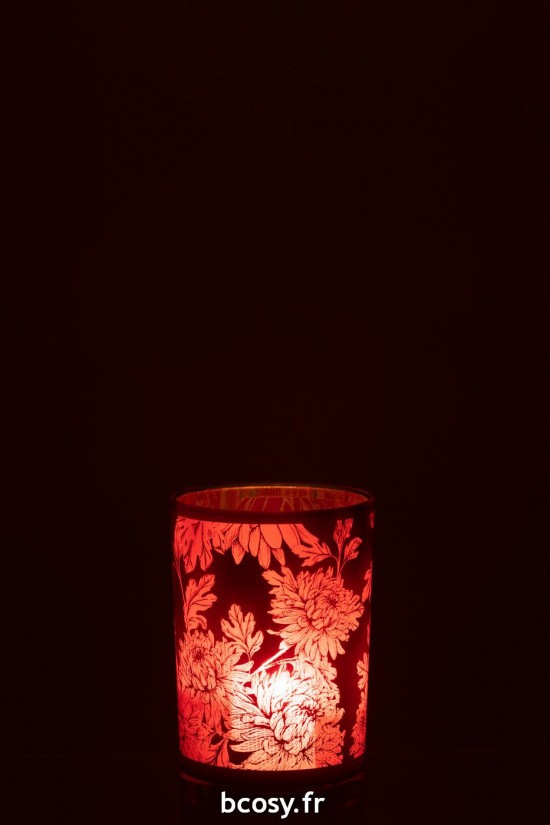 J-Line J Line photophores Jolipa Photophore Fleurs Verre Rouge Large.