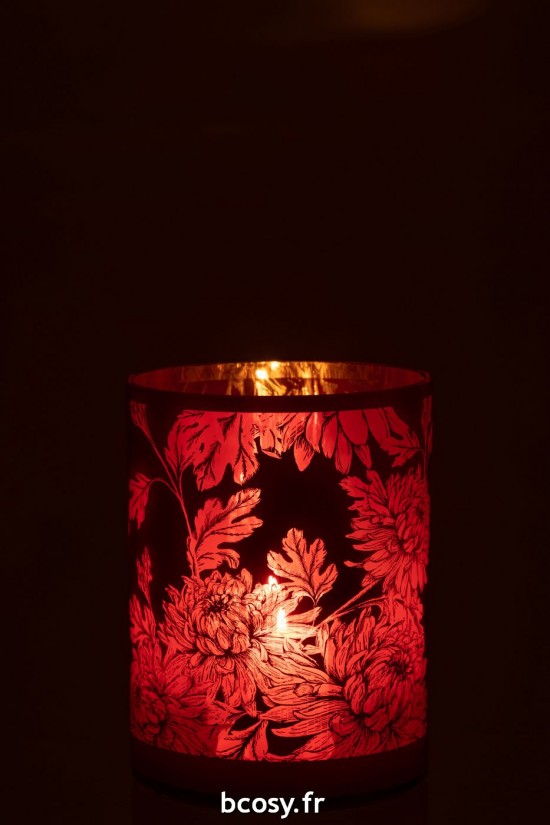 J-Line J Line photophores Jolipa Photophore Fleurs Verre Rouge Extra Large.