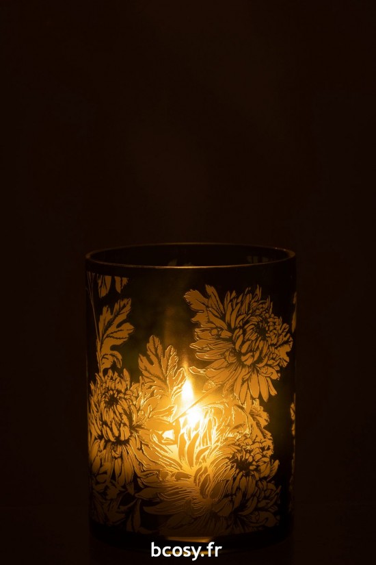 J-Line J Line photophores Jolipa Photophore Fleurs Verre Mat Vert Extra Large.