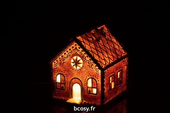 J-Line J Line crèches de Noël Jolipa Maison En Pain D Epice Carre Etoile Led Poly Marron Medium.