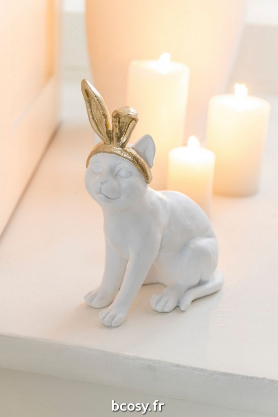 Jolipa Chat Oreille Resine Or Blanc Small.