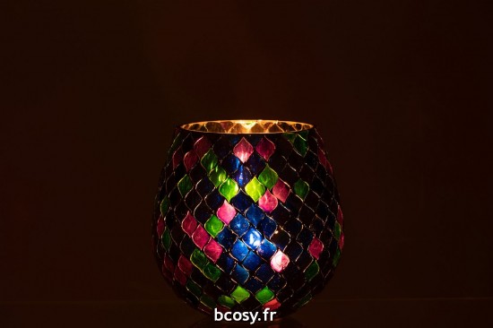 J-Line J Line photophores Jolipa Photophore Mosaic Verre Mauve Large.