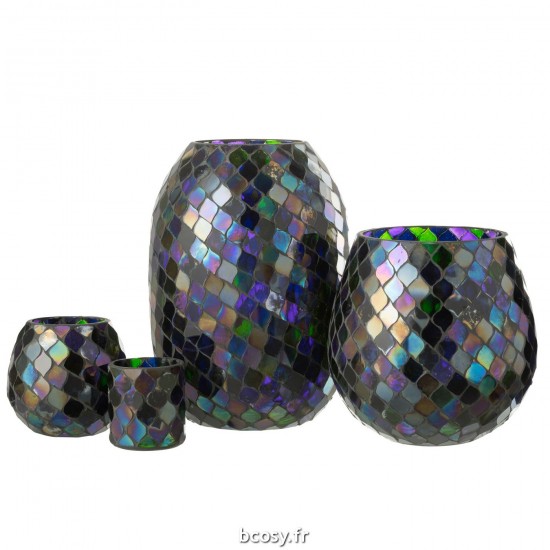 Jolipa Photophore Mosaic Verre Mauve Extra Large.