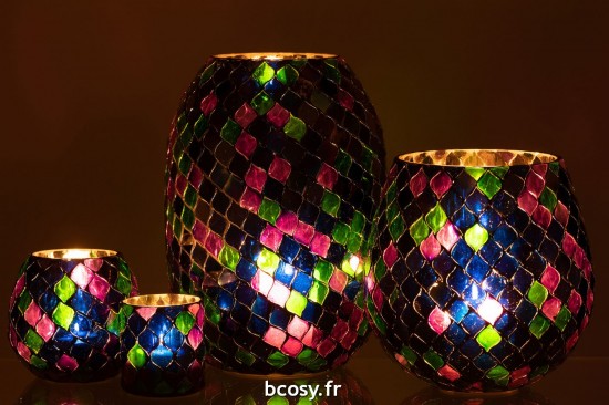 J-Line J Line photophores Photophore Mosaic Verre Mauve Extra Large.