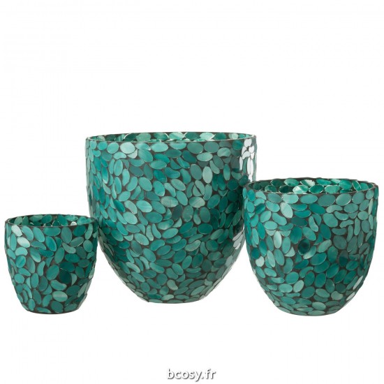 Jolipa Photophore Mosaic Verre Azur Small.