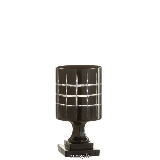 J Line Photophore Sur Pied Carreaux Verre Noir JLine 35508 by Jolipa 35508.