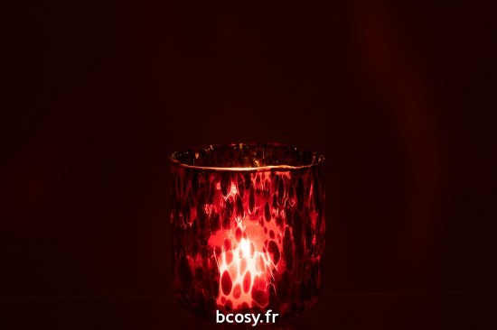 J-Line J Line photophores Jolipa Photophore Verre Tache Rouge Noir Medium.