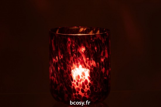 J-Line J Line photophores Jolipa Photophore Verre Tache Rouge Noir Large.