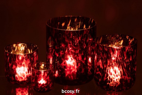 J-Line J Line photophores Photophore Verre Tache Rouge Noir Extra Large.