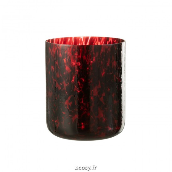 J Line Photophore Verre Tache Rouge Noir Extra Large JLine 35629 by Jolipa 35629.