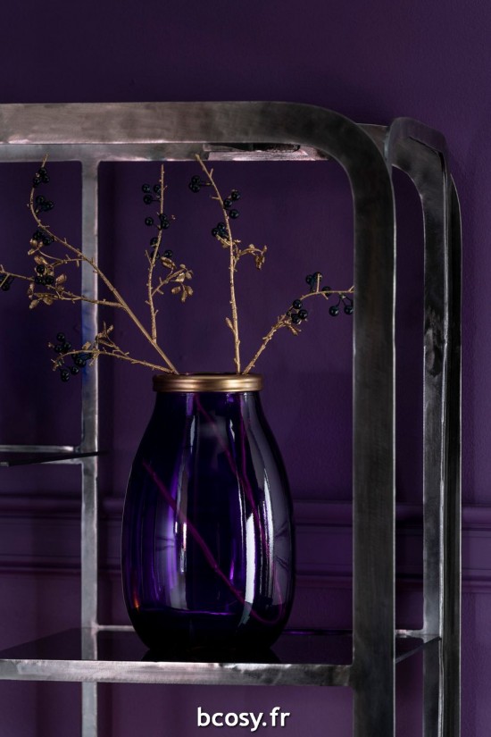 Jolipa Vase Bord Or Verre Mauve S.