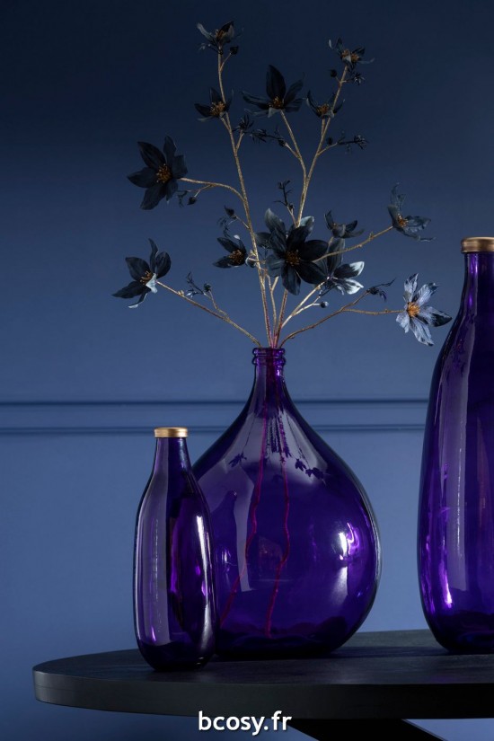 Jolipa Vase Bord Or Verre Mauve M.