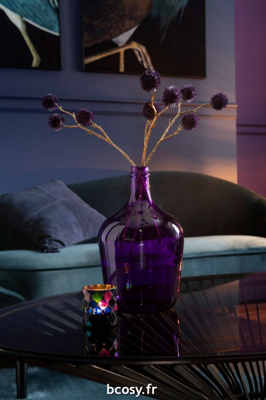 Jolipa Vase Bouteille Verre Mauve.