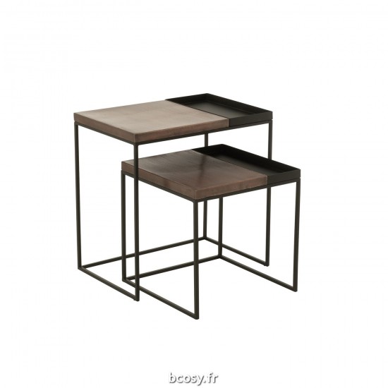 J Line Set De 2 Tables Gigogne Metal Bronze Noir JLine 35917 by Jolipa 35917.