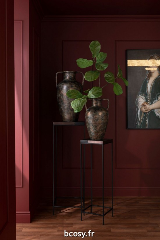 J-Line J Line tables d appoint bouts de canapé Set De 2 Tables Gigogne Haute Metal Bronze Noir.