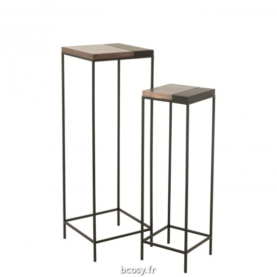 J Line Set De 2 Tables Gigogne Haute Metal Bronze Noir JLine 35918 by Jolipa 35918.