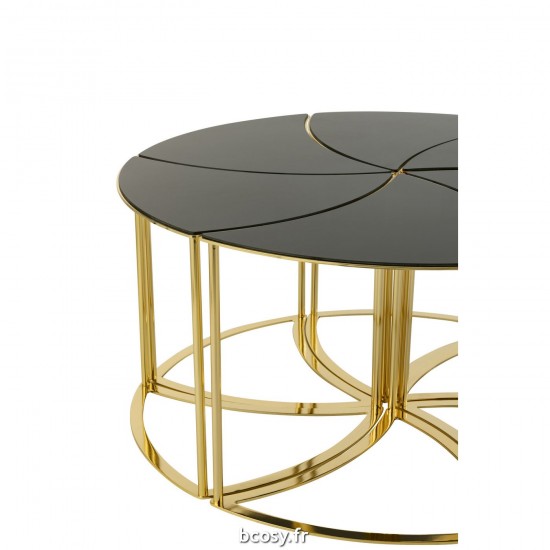 Jolipa Set De 6 Table Tornado Or Metal Mdf Verre.