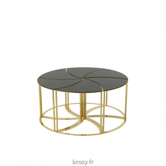 J Line Set De 6 Table Tornado Or Metal Verre JLine 35926 by Jolipa 35926.