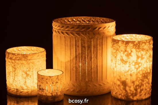 J-Line J Line photophores Bougeoir Ezy Verre Blanc Extra Large.