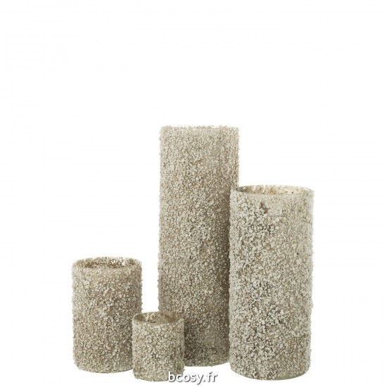 Jolipa Bougeoir Rock Verre Cailloux Blanc Extra Large.