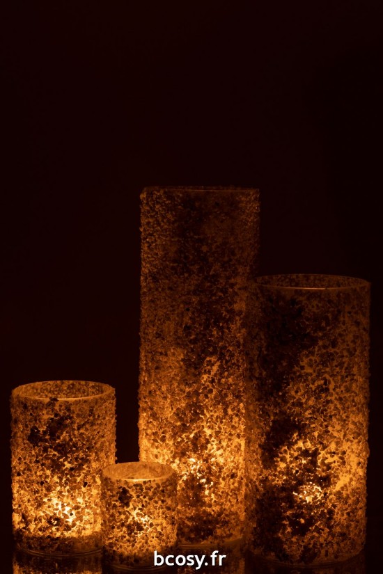 J-Line J Line photophores Bougeoir Rock Verre Cailloux Blanc Extra Large.