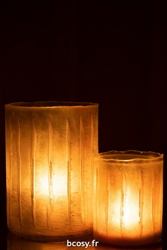 J-Line J Line photophores Bougeoir Sucre Verre Jaune Large.