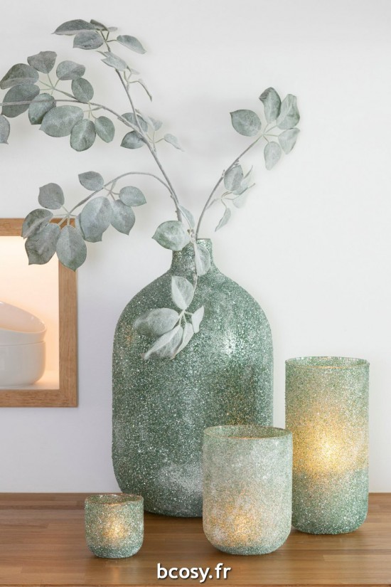 Jolipa Bougeoir Fore Verre Vert Small.