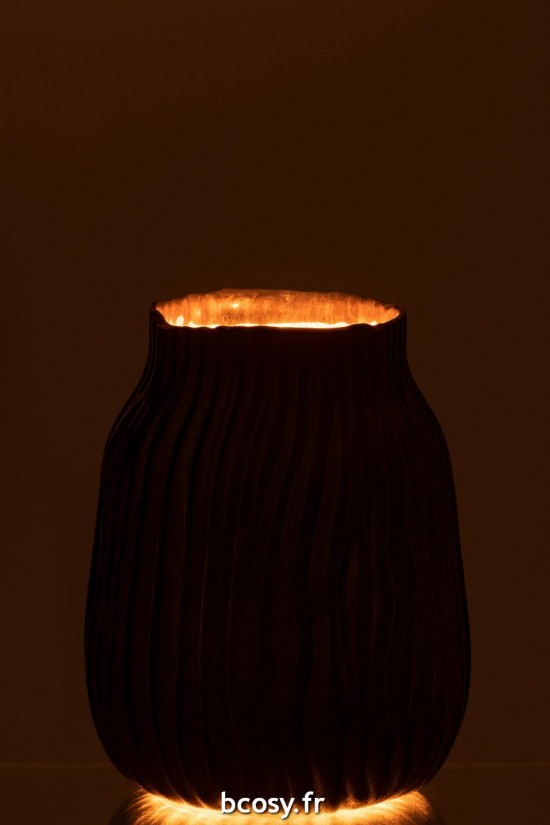 J-Line J Line Grands vases Grand vase Vases hauts Vase haut. Jolipa Vase Rainures Verre Noir Or Small.