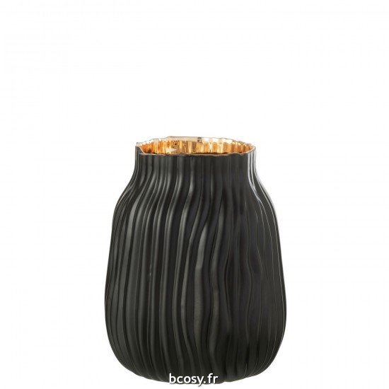 J Line Vase Rainures Verre Noir Or Small JLine 36141 by Jolipa 36141.