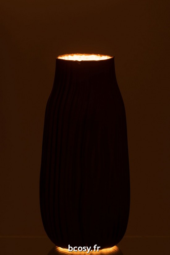 J-Line J Line Grands vases Grand vase Vases hauts Vase haut. Jolipa Vase Rainures Verre Noir Or Medium.