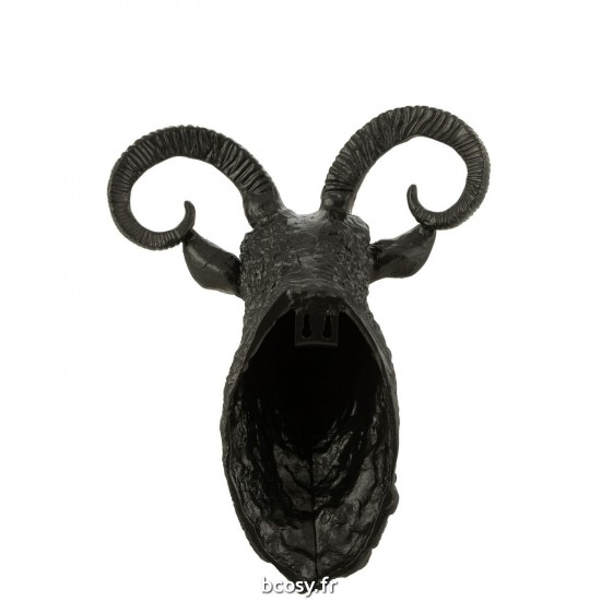 J-Line J Line animals animaux au mur Jolipa Tete De Chevre Aluminium Noir.