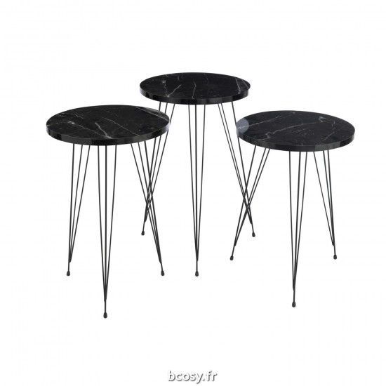 J Line Set De 3 Tables De Salon Pb Metal Noir JLine 36206 by Jolipa 36206.
