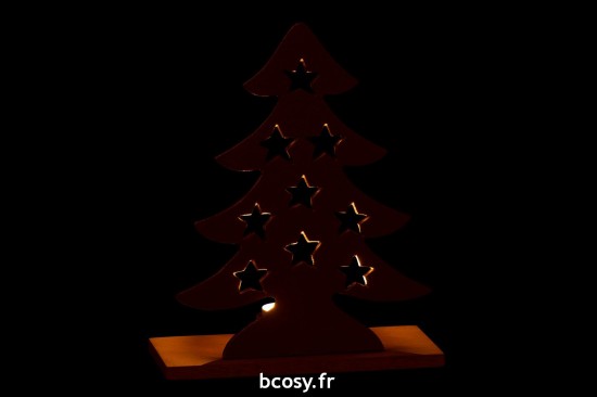 J-Line J Line photophores Jolipa Bougeoir Sapin Aluminium Bois Naturel Or Large.