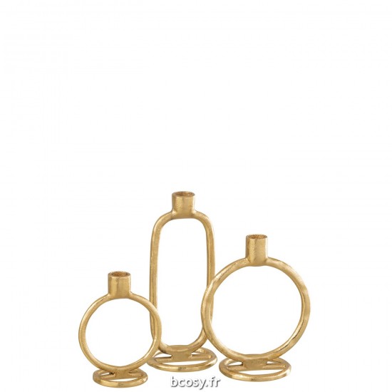 J-Line J Line chandeliers candélabres Jolipa Bougeoir Anneau Aluminium Or Large.