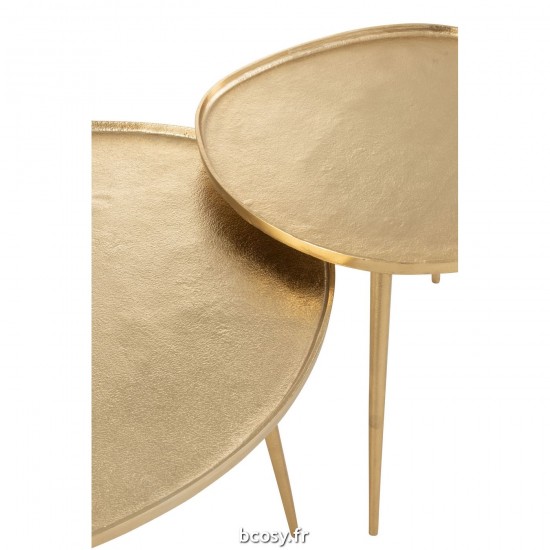 J-Line J Line tables d appoint bouts de canapé Jolipa Set De 2 Tables Vinta Aluminium Or.