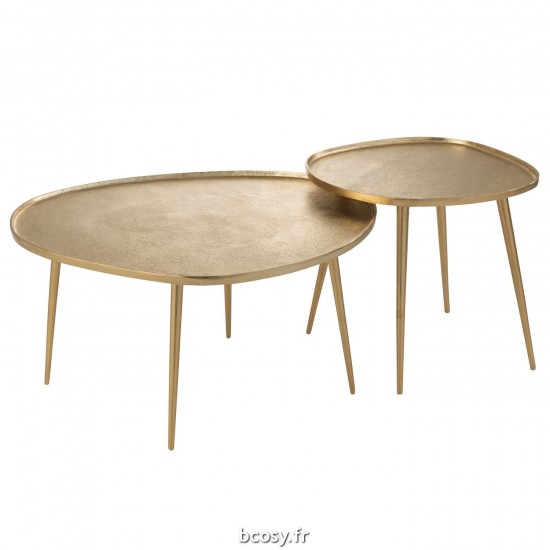 J Line Set De 2 Tables Vinta Aluminium Or JLine 36258 by Jolipa 36258.