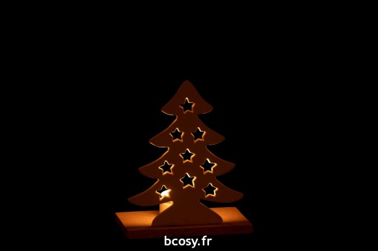 J-Line J Line photophores Jolipa Bougeoir Sapin Aluminium Bois Blanc Naturel Small.