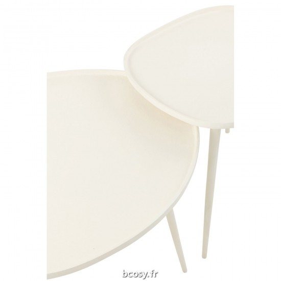 J-Line J Line tables d appoint bouts de canapé Jolipa Set De 2 Tables Vinta Aluminium Blanc.