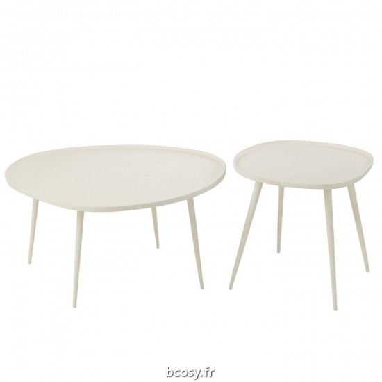 Jolipa Set De 2 Tables Vinta Aluminium Blanc.