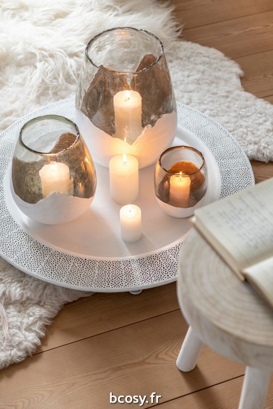 Jolipa Plateau Antique Metal Verre Blanc.