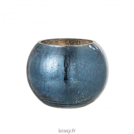 J Line Photophore Boule Craquele Verre Effet Nacre Bleu Large JLine 36511 by Jolipa 36511.