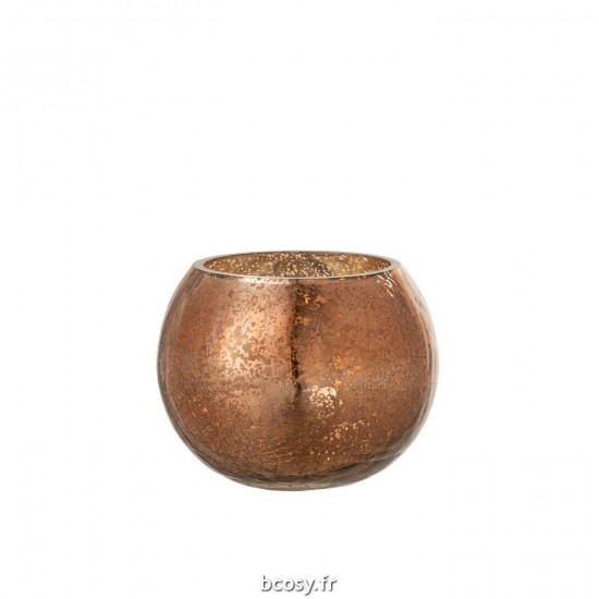 J Line Photophore Boule Craquele Verre Effet Nacre Marron Medium JLine 36513 by Jolipa 36513.