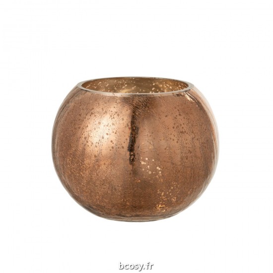 J Line Photophore Boule Craquele Verre Effet Nacre Marron Large JLine 36514 by Jolipa 36514.