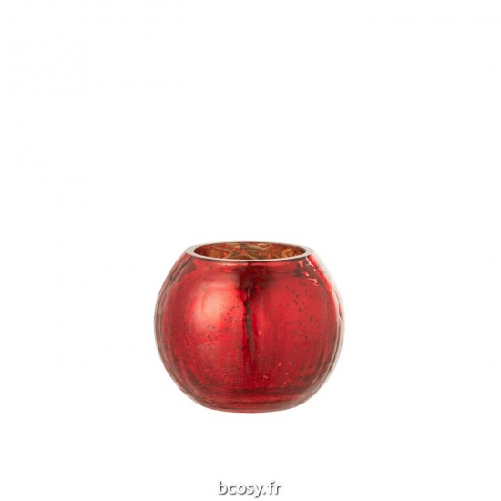 J Line Photophore Boule Craquele Verre Effet Nacre Rouge Small JLine 36515 by Jolipa 36515.
