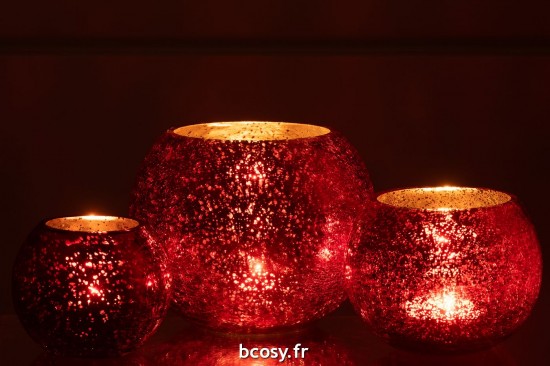 J-Line Fotosforo Bola Agrietado Cristal Nacarado Rojo Large.