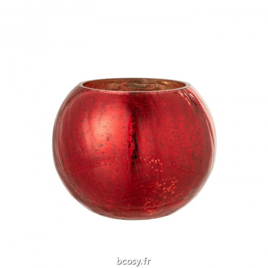 J Line Photophore Boule Craquele Verre Effet Nacre Rouge Large JLine 36517 by Jolipa 36517.