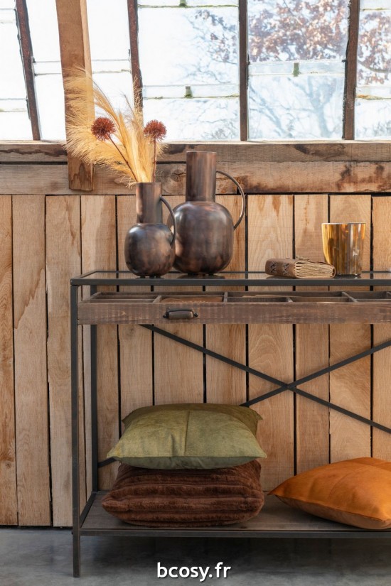 Jolipa Cousssin Peau De Bete Cuir Olive.